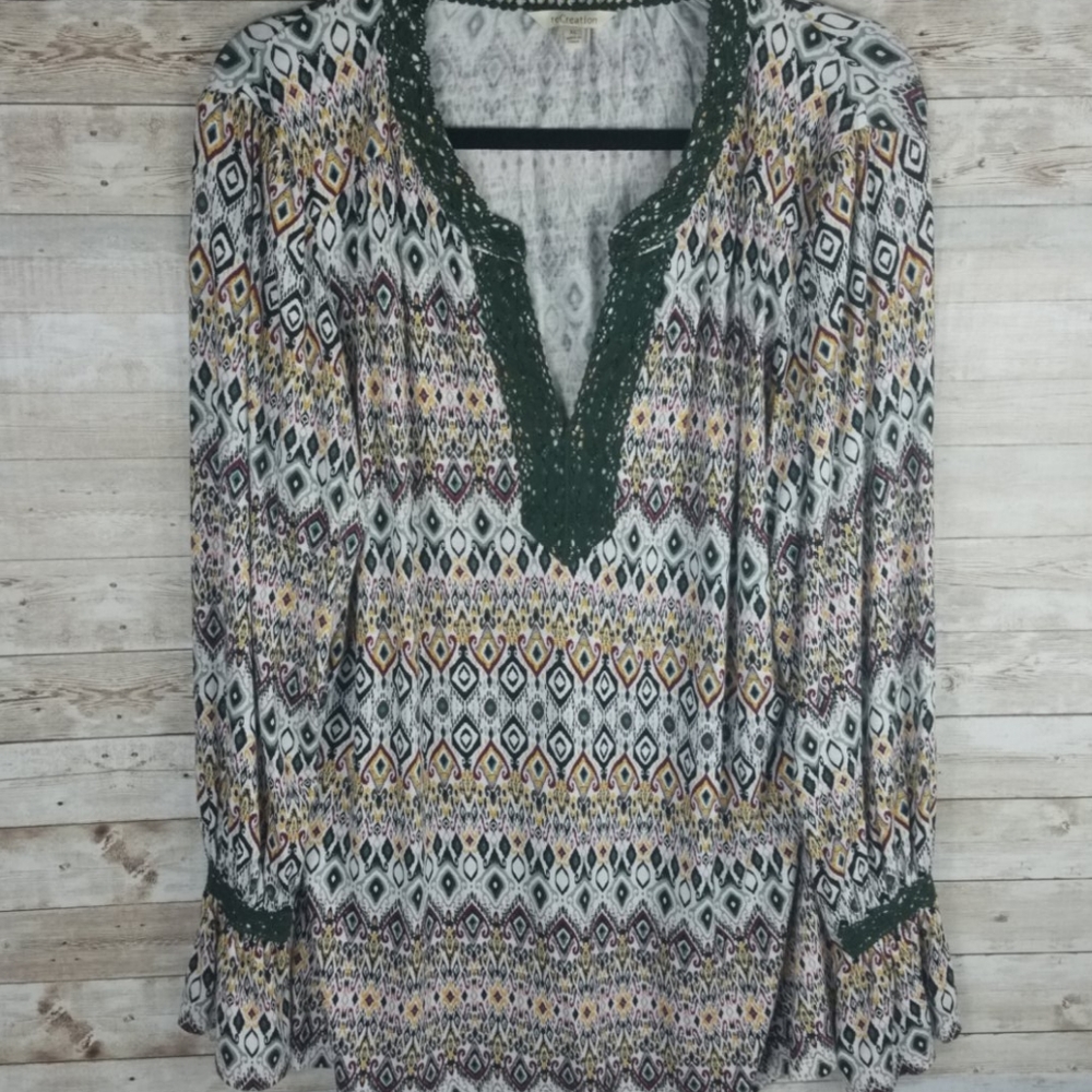 ReCreation, 0012, BOHO top with grn, gld and burg.